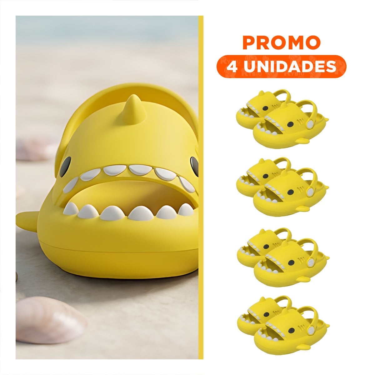 PACK4 PLAYERA DE INFANTES CON CORREA DE TIBURON AMARILLO DE VERANO MEDIDA 28 Y+REGALO STICKER - 1