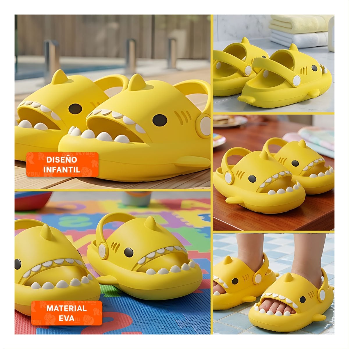 PACK4 PLAYERA DE INFANTES CON CORREA DE TIBURON AMARILLO DE VERANO MEDIDA 28 Y+REGALO STICKER - 2