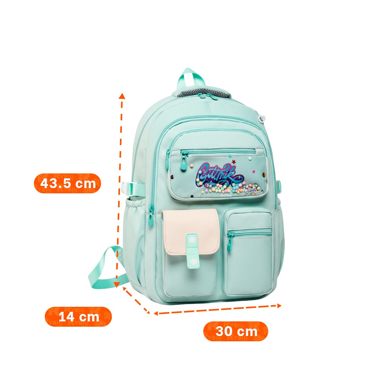 BOLSO UNIVERSITARIO COTTMIR VERDE AGUA CON 3 BOLSILLOS RESISTENTES PARA CLASES Y+REGALO STICKER - 4