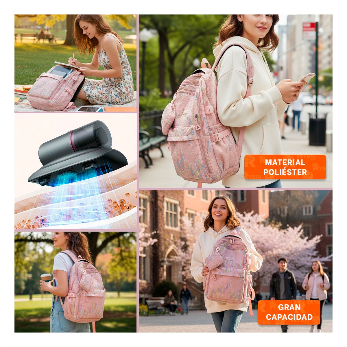 PACK4 MALETIN CASUAL RAYAS COLORIDAS ROSADO CON DISEÑO MODERNO Y+REGALO STICKER - 2