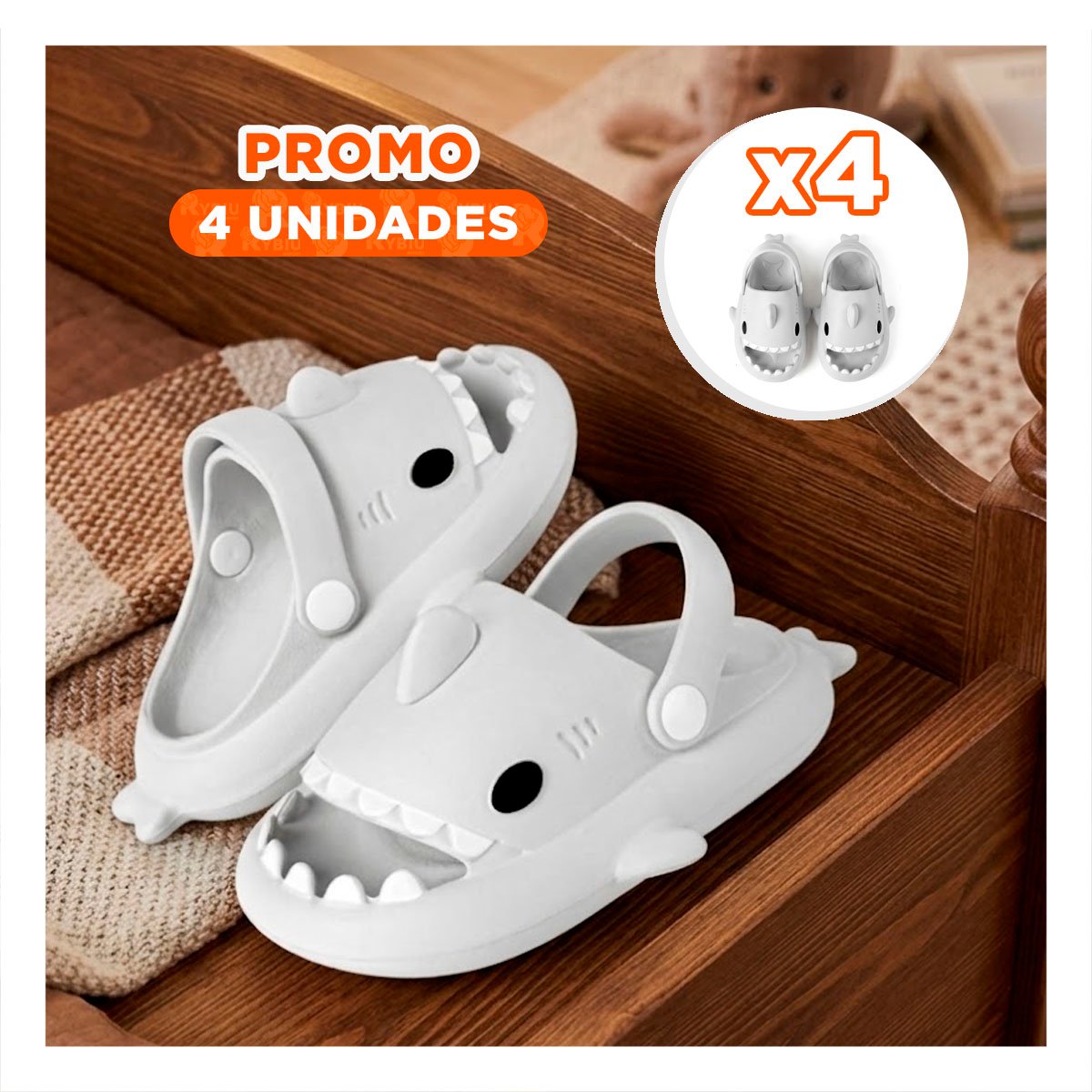 PACK4 HUARACHE CON CORREA DE TIBURON TALLA 25 26 EN BLANCO PARA LA MODA INFANTIL HOY - 1