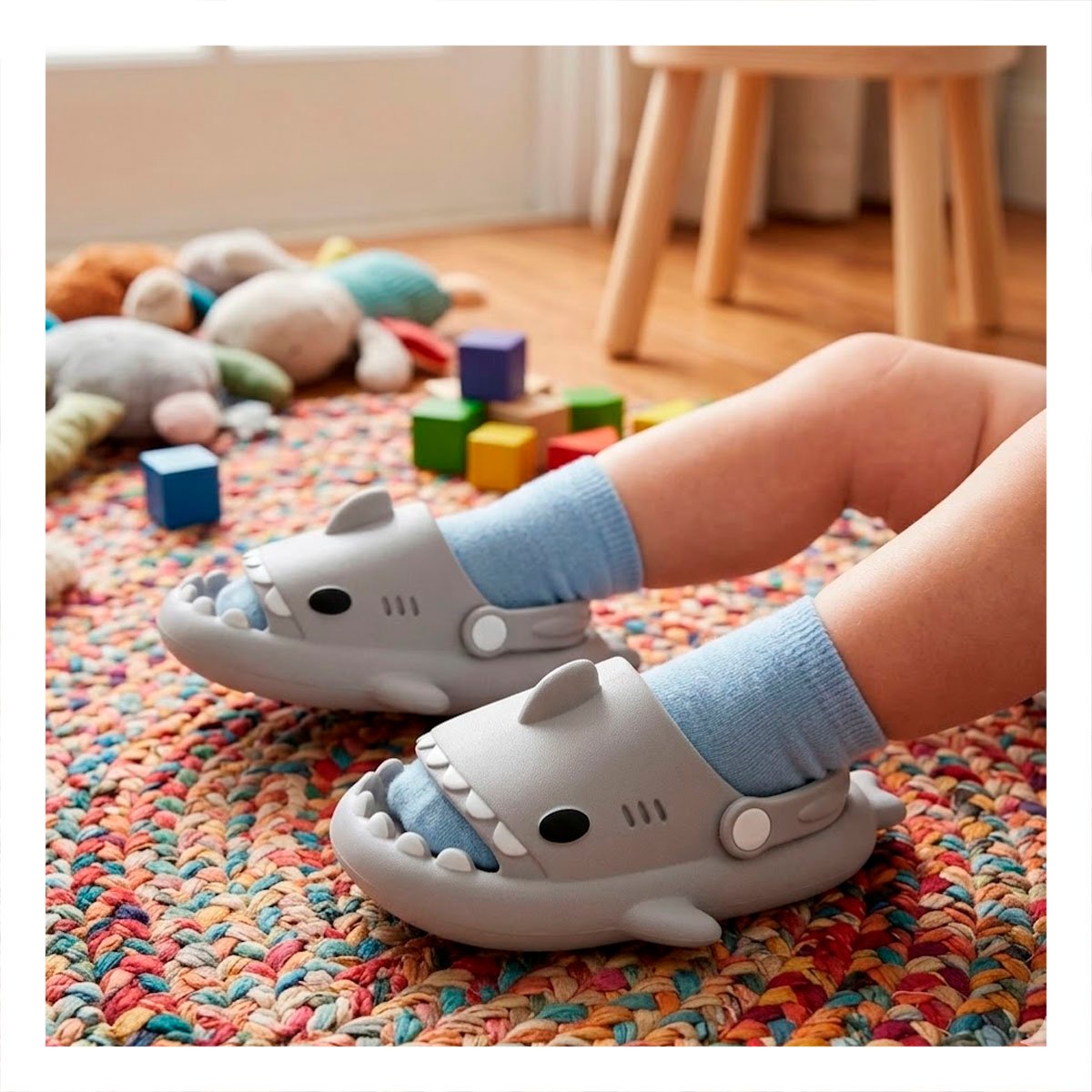 PACK4 BABUCHA CON CORREA Y TIBURON EN BLANCO TALLA 26 PARA NIÑOS ESTILO COMODO Y+REGALO STICKER - 5