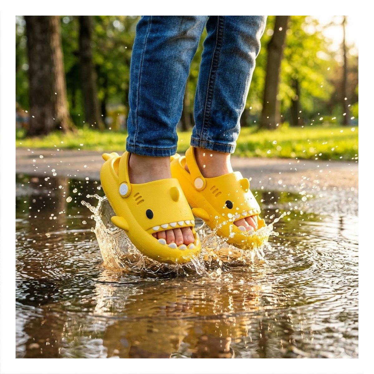 PACK6 CHANCLA INFANTIL CON CORREA DE TIBURON AMARILLO EN TALLA 31 MAS TALLA 32 Y+REGALO STICKER - 5