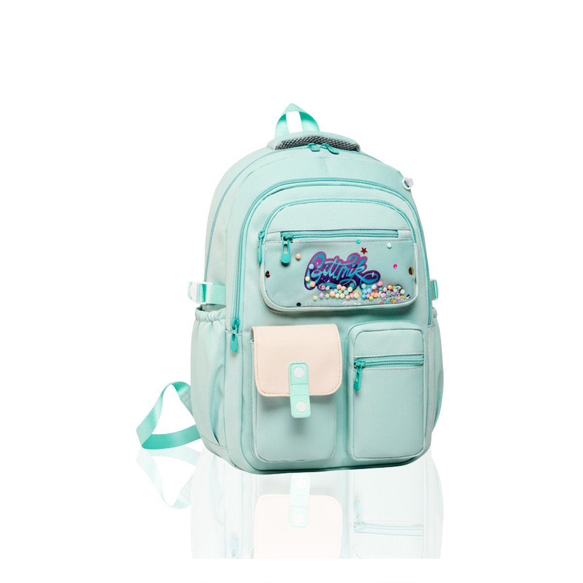 MORRAL UNIVERSITARIO COTTMIR VERDE AGUA CON 3 BOLSILLOS COMODOS PARA ESTUDIO Y+LIGAS REGALO - 3