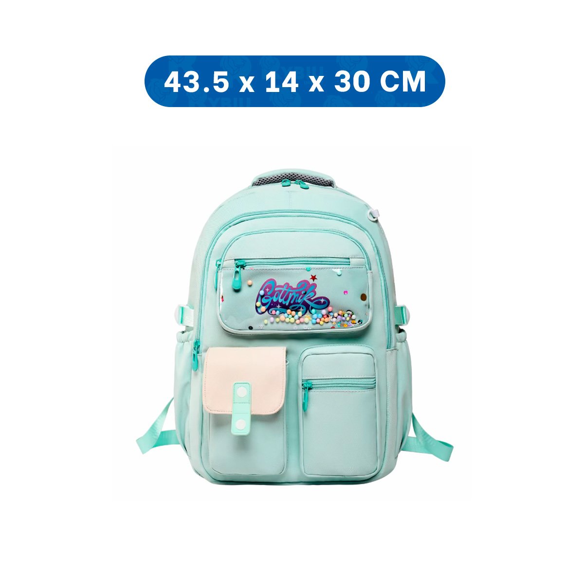 MORRAL UNIVERSITARIO COTTMIR VERDE AGUA CON 3 BOLSILLOS COMODOS PARA ESTUDIO Y+LIGAS REGALO - 4
