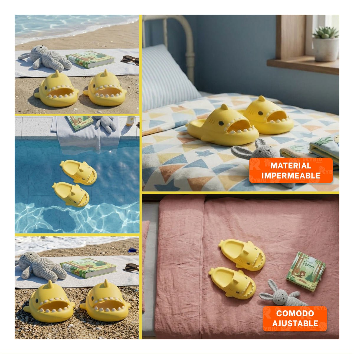 OJOTA DE TIBURON TALLA 29 A 30 COLOR AMARILLO CON CORREA PARA NIÑOS PASEO Y+LIGAS REGALO - 5