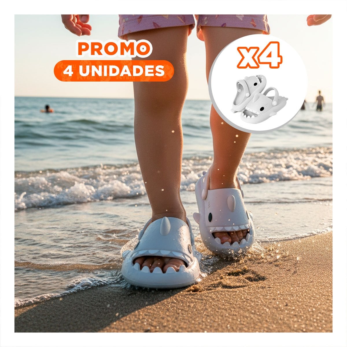 PACK4 CHANCLAS CON CORREA PARA VERANO BLANCO DE TIBURON TALLA 23 24 NIÑOS MAR - 1