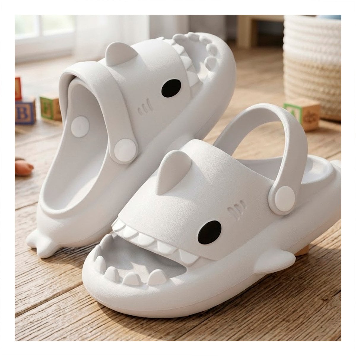 PACK4 CHANCLAS CON CORREA PARA VERANO BLANCO DE TIBURON TALLA 23 24 NIÑOS MAR - 2