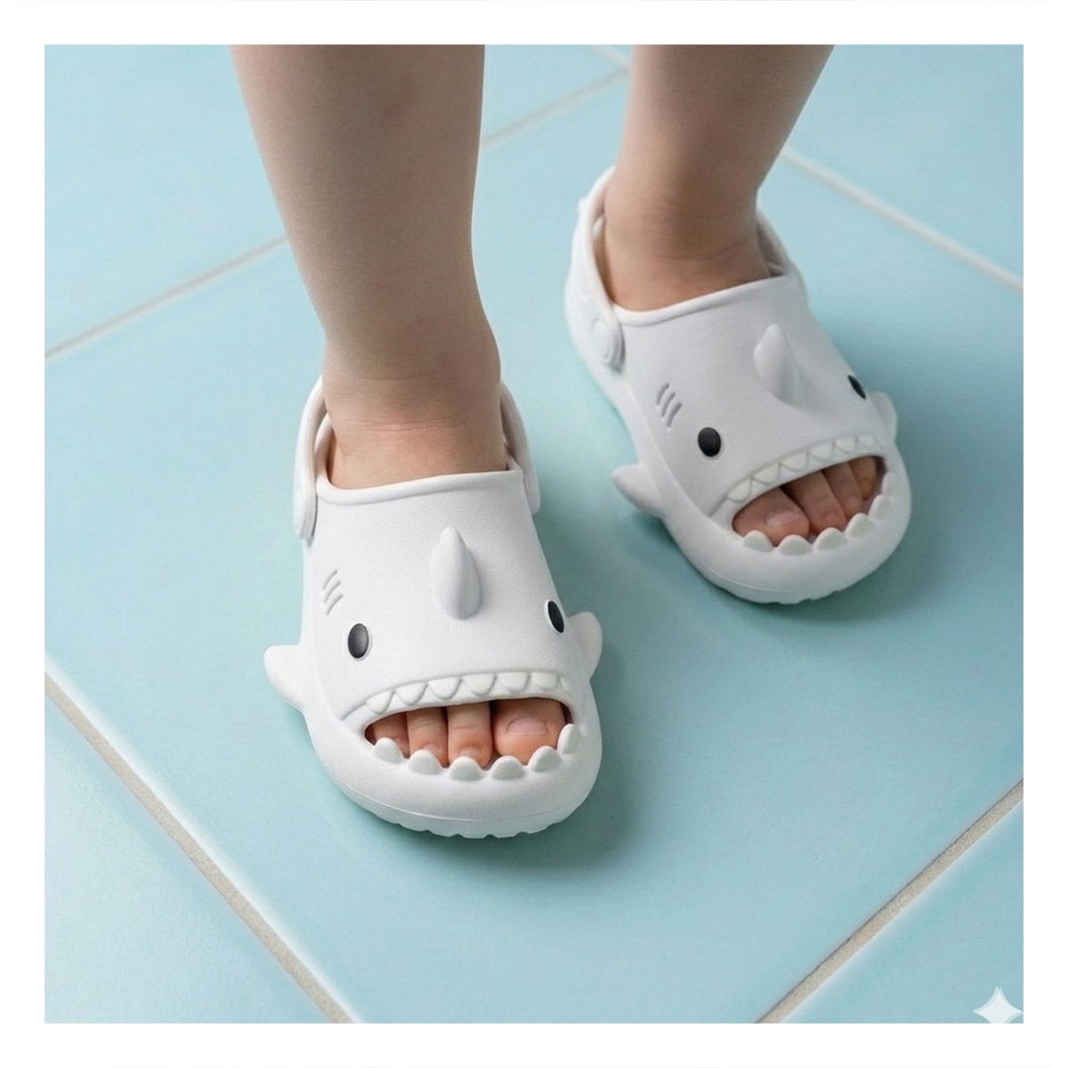 CHANCLA DE TIBURON PARA NIÑOS TALLA 21 22 BLANCO CON CORREA DE GRAN AJUSTE Y+REGALO STICKER - 2