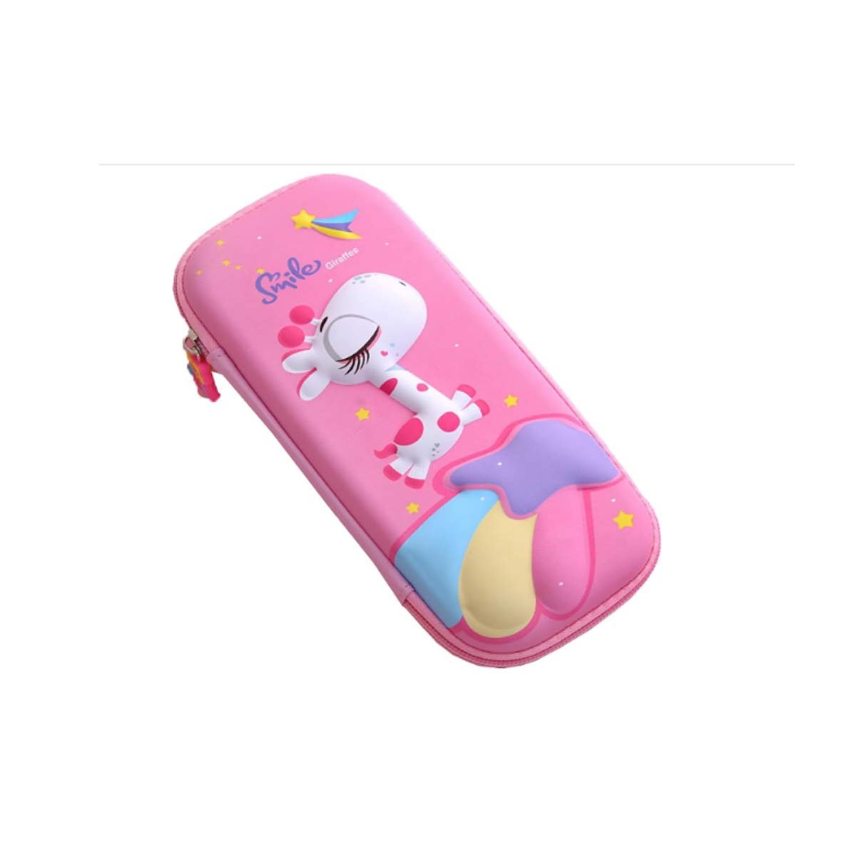 ESTUCHE COMPACTO JIRAFA ROSADO ALTO RELIEVE PARA GUARDAR UTILES ESCOLARES Y+REGALO STICKER - 3