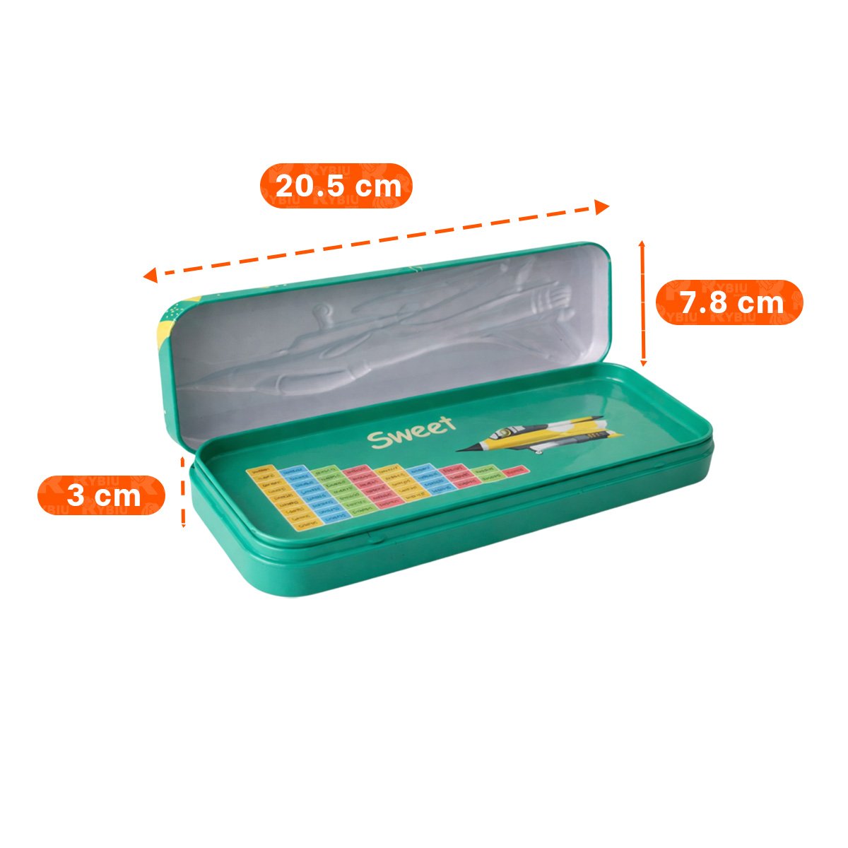 CAJA VERDE METALICA CON SEPARADOR PARA ORGANIZAR UTILES Y+POST IT - 4