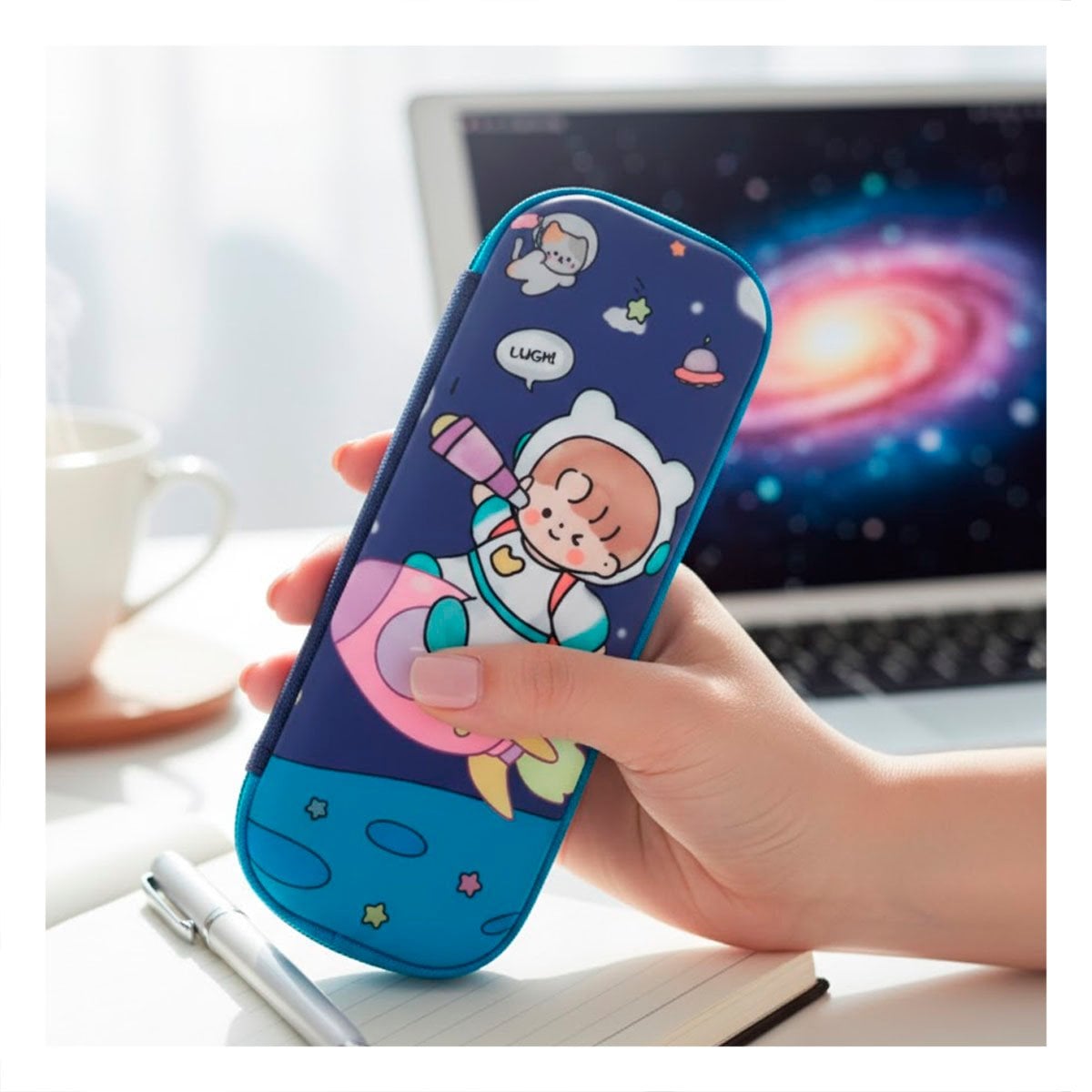 PACK12 FUNDA INFANTIL ASTRONAUTA EN COHETE AZUL ALTO RELIEVE CON DISENO LINDO Y PRACTICO - 3