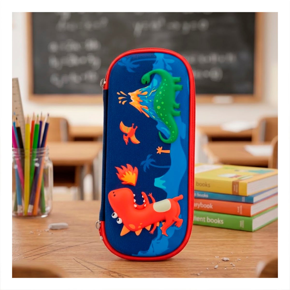 PACK12 FUNDA INFANTIL DINOS AZUL ALTO RELIEVE CON DISENO LINDO Y PRACTICO - 2