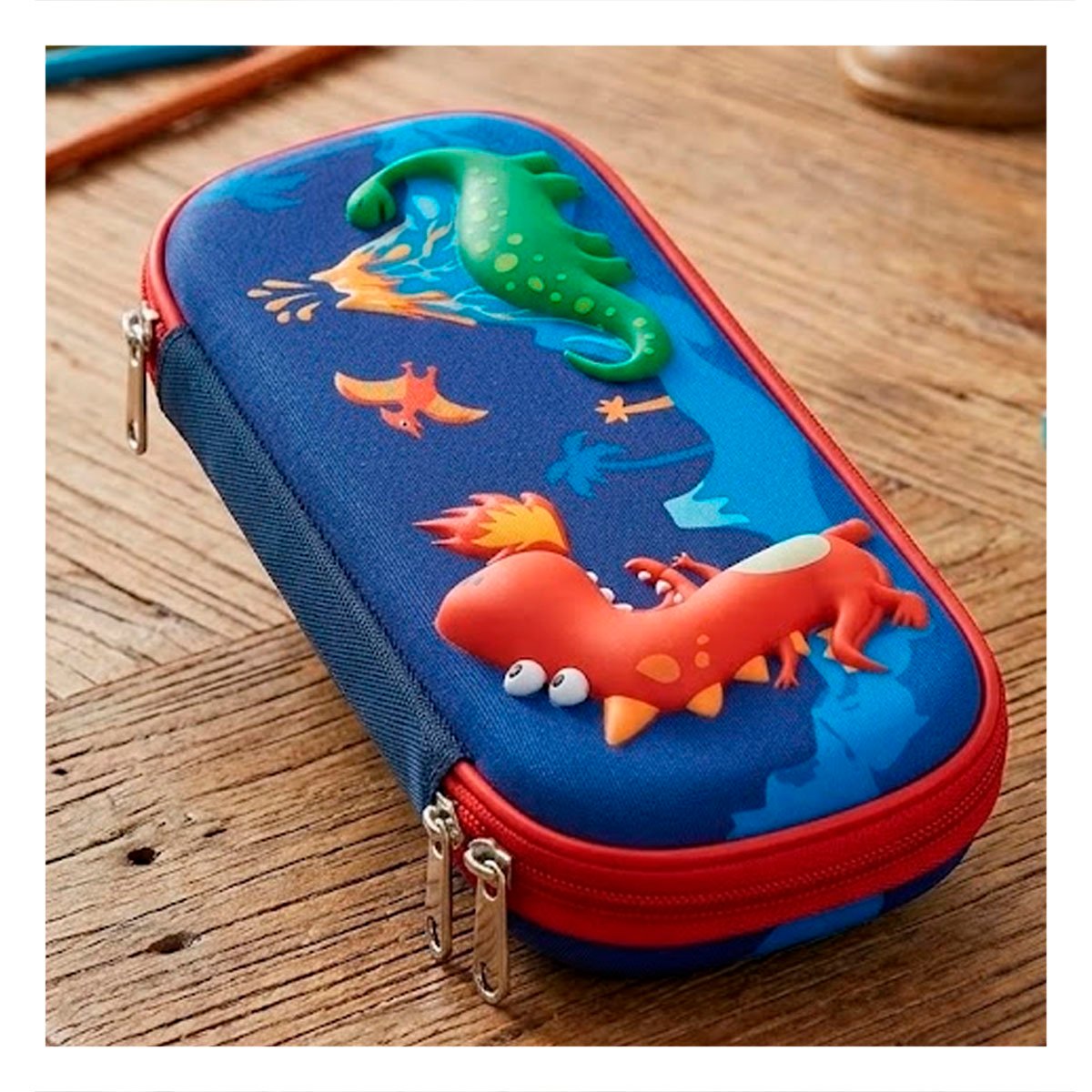PACK12 FUNDA INFANTIL DINOS AZUL ALTO RELIEVE CON DISENO LINDO Y PRACTICO - 5