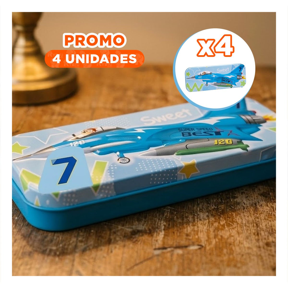 PACK4 ORGANIZADOR PRACTICO CELESTE METALICO CON SEPARADOR ESCOLAR - 1