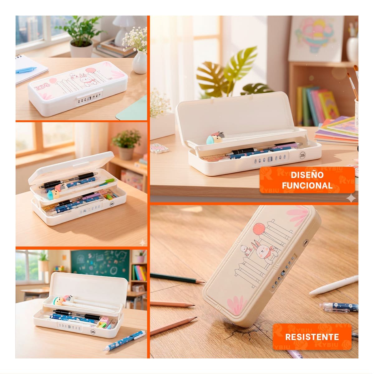 FUNDA PRACTICA CONEJO Y REJAS BEIGE CON CLAVE 2 NIVELES Y+POST IT - 5