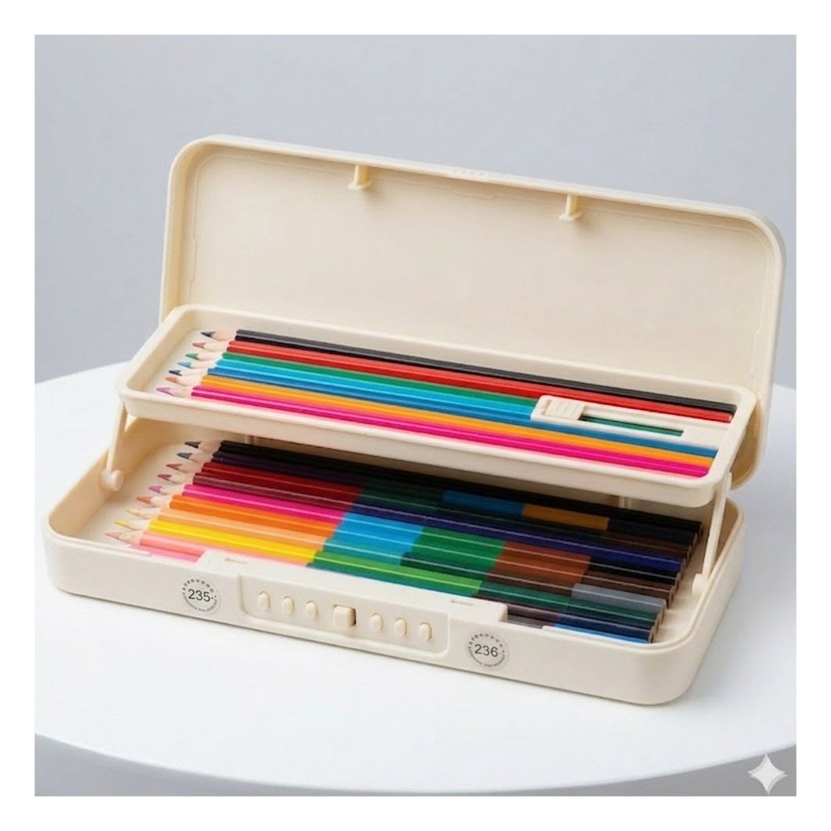 CARTUCHERA PRACTICA CON CLAVE 2 NIVELES DISENO GATO BEIGE - 1