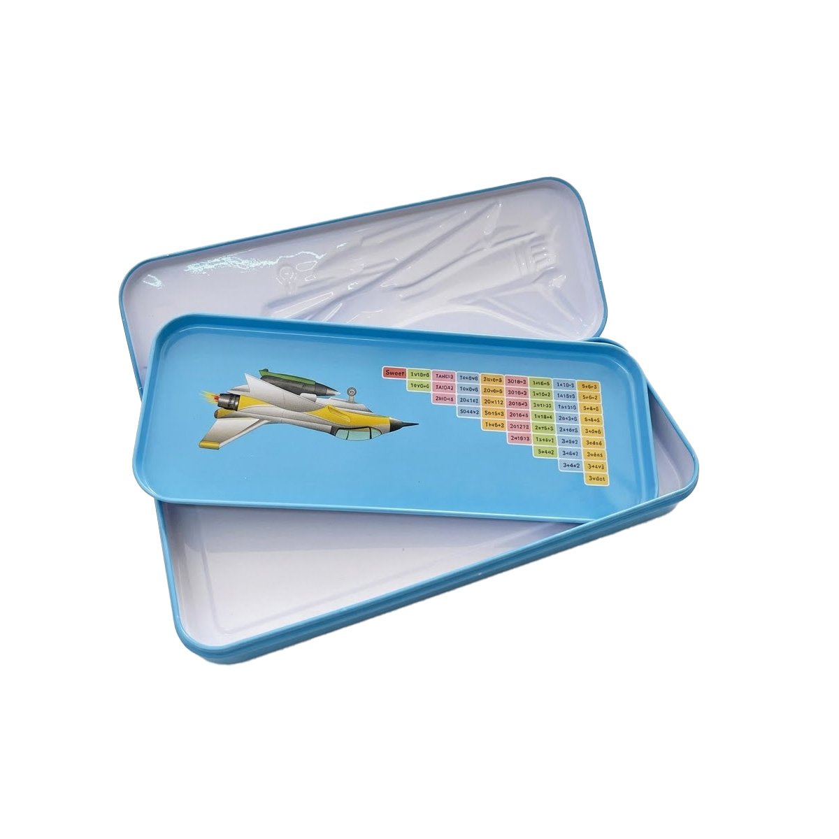 PACK2 CARTUCHERA PRACTICA CELESTE METALICA CON SEPARADOR AMPLIO Y+REGALO STICKER - 2