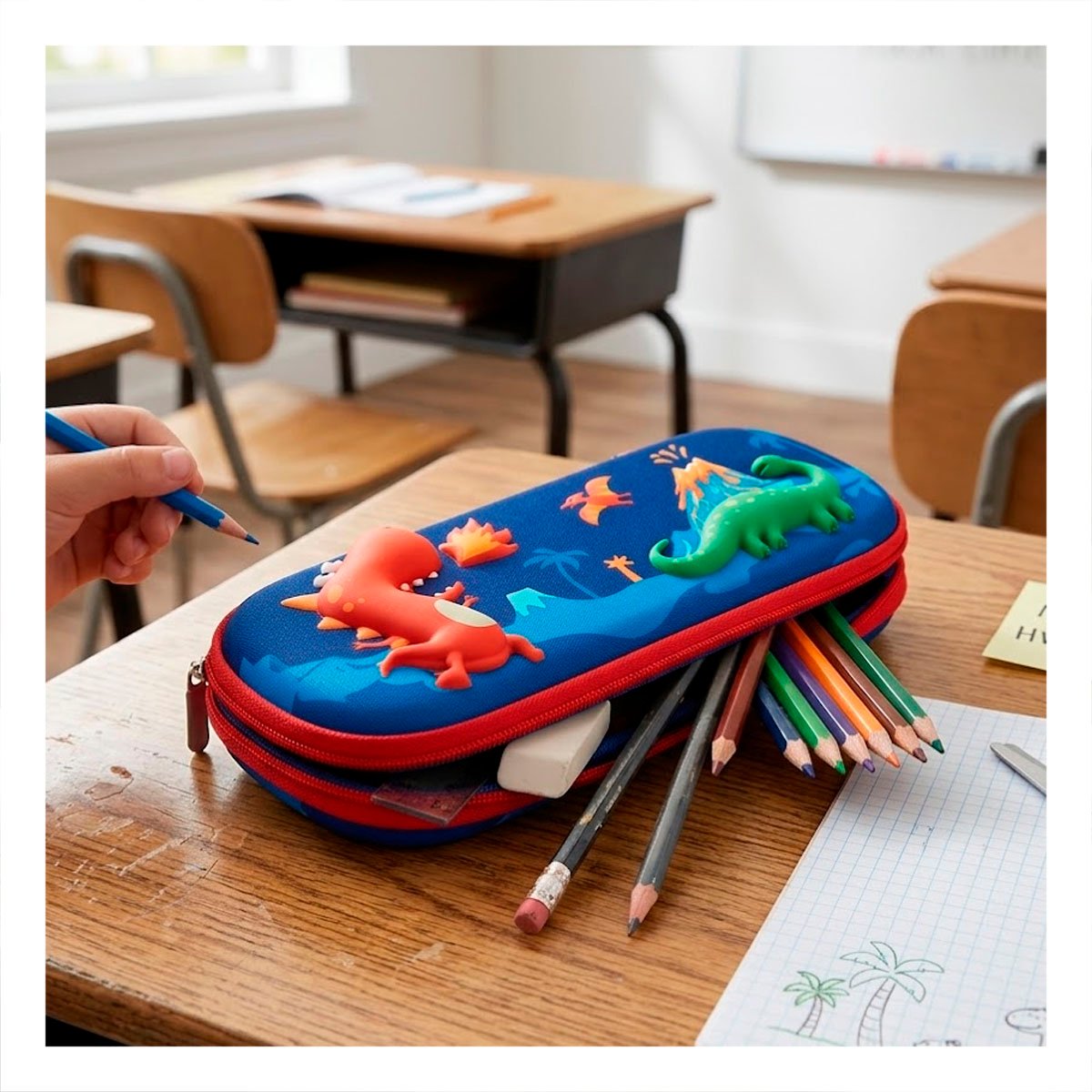 PACK6 ACCESORIO FUNCIONAL DINOS AZUL ALTO RELIEVE CON GRAN CAPACIDAD Y+PAPEL REGALO - 5