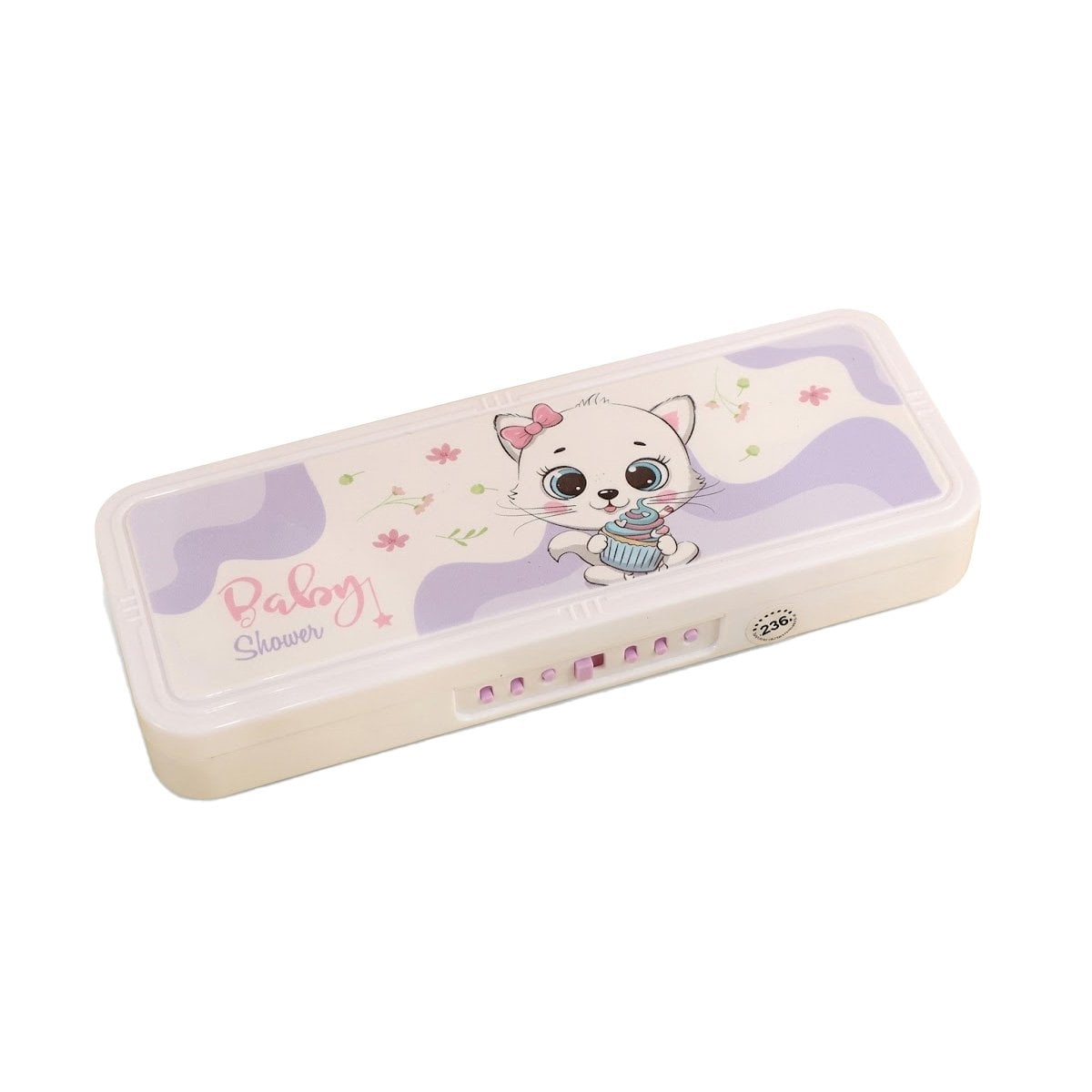 PACK12 CARTUCHERA CON SISTEMA DE CLAVE 2 NIVELES GATO BEIGE Y+REGALO STICKER - 2