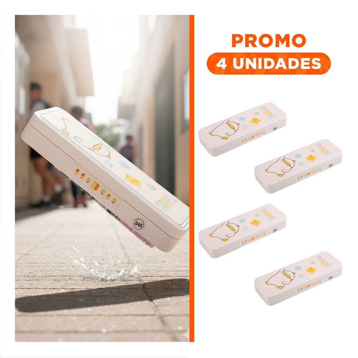 PACK4 COMPARTIMENTO ESCOLAR BEIGE CON CLAVE 2 NIVELES DISENO PATO Y+REGALO STICKER - 1