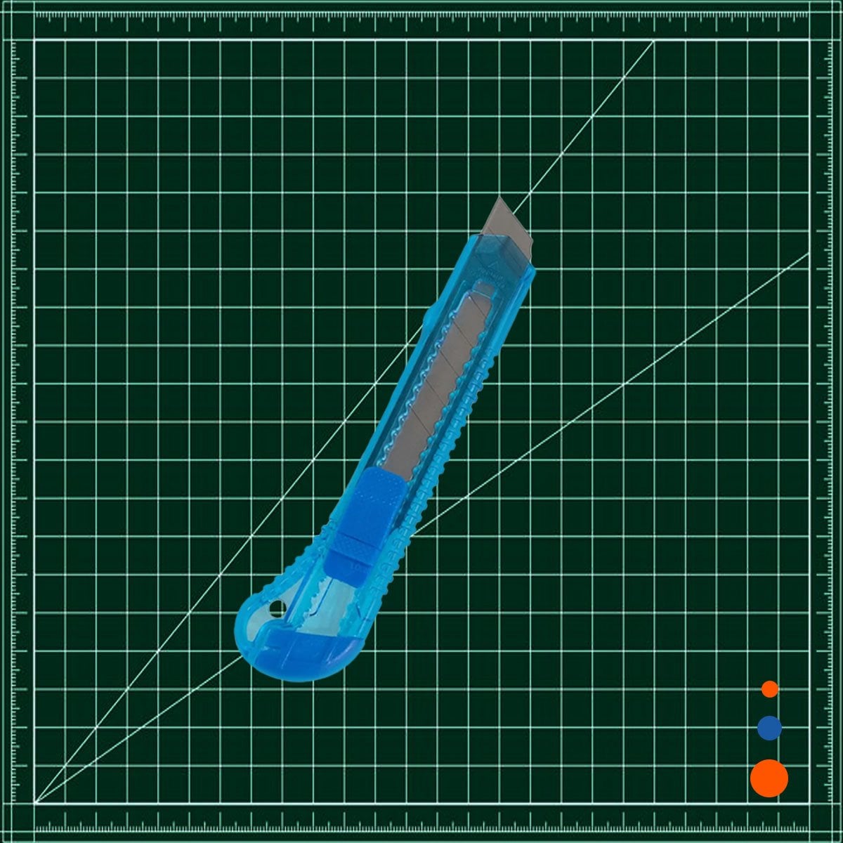 PACK2 NAVAJA ESCOLAR 15CM AZUL TRANSPARENTE SET 3 UNIDADES OFICINA - 3
