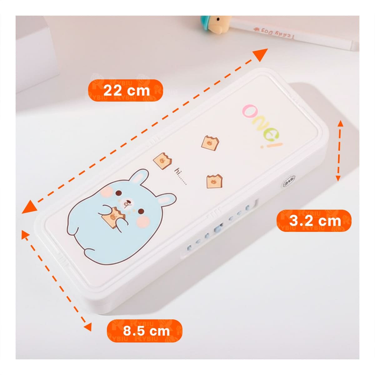 CARTUCHERA PRACTICA CONEJO BEIGE CON CLAVE 2 NIVELES SEGURO - 4