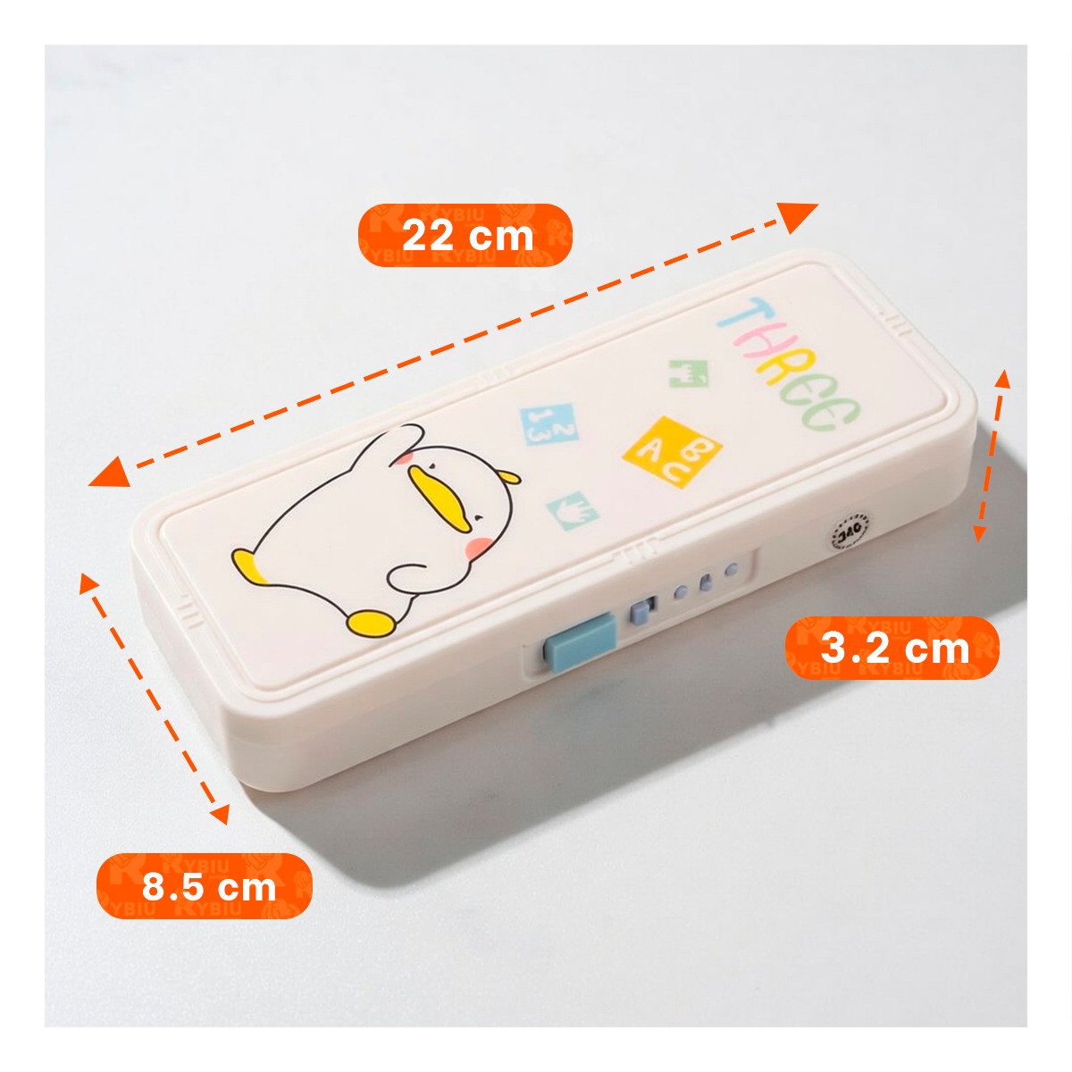 PACK2 CARTUCHERA CON CLAVE 2 NIVELES DISENO PATO BEIGE ESCOLAR Y+PAPEL REGALO - 4