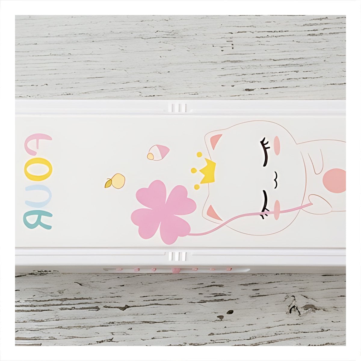 PACK2 LAPICERA JUVENIL CON CLAVE 2 NIVELES GATO CON FLOR BEIGE PRACTICA Y+PAPEL REGALO - 2