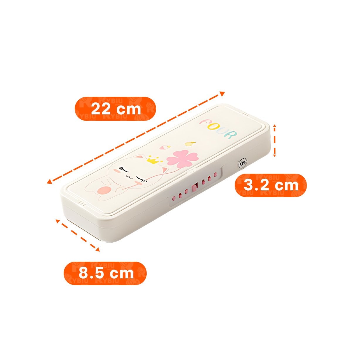 PACK2 LAPICERA JUVENIL CON CLAVE 2 NIVELES GATO CON FLOR BEIGE PRACTICA Y+PAPEL REGALO - 4