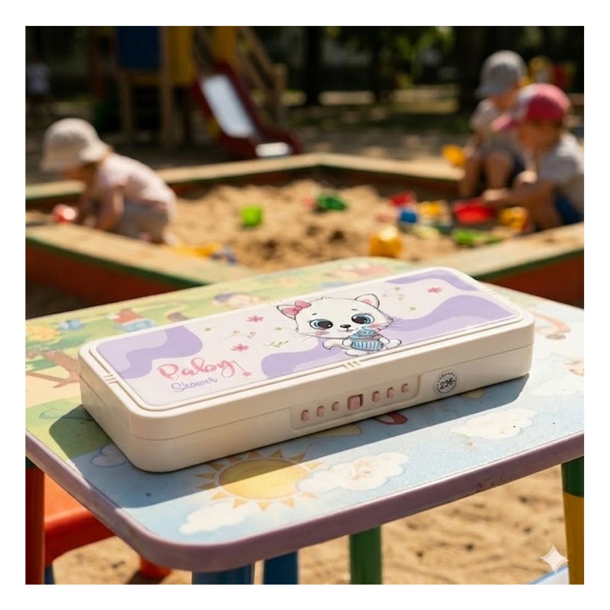 PACK12 CARTUCHERA INFANTIL SEGURA CON CLAVE 2 NIVELES GATO BEIGE - 3
