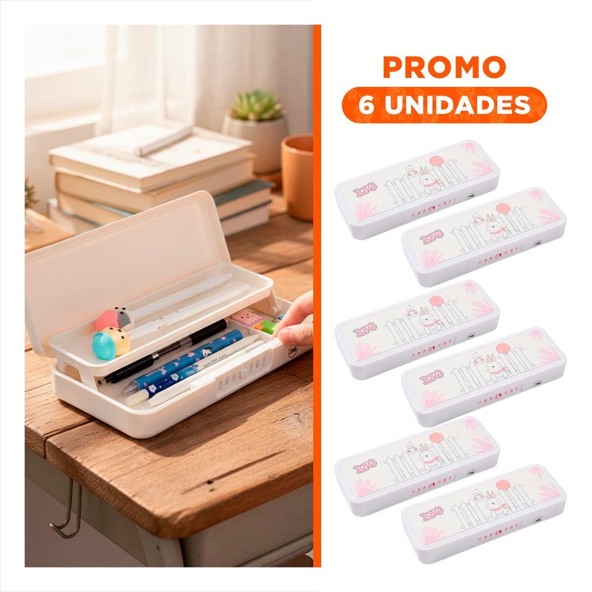 PACK6 LAPICERA MODERNA CONEJO Y REJAS BEIGE CON CLAVE 2 NIVELES - 1