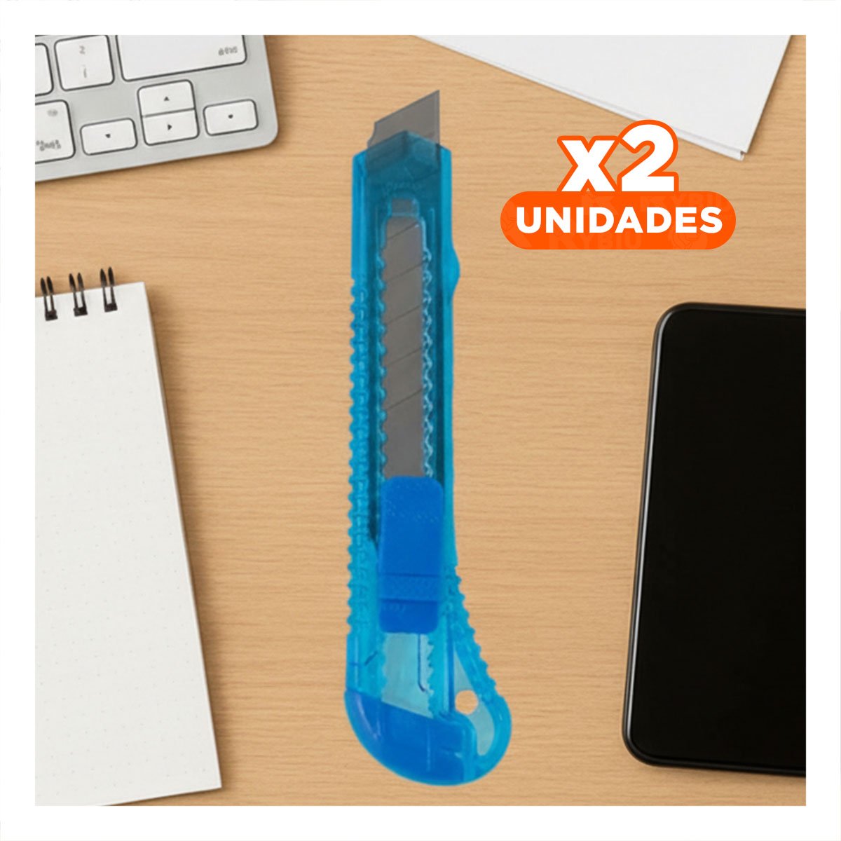 PACK2 TRINCHE ESCOLAR 15CM AZUL TRANSPARENTE SET 3 UNIDADES Y+REGALO STICKER - 1