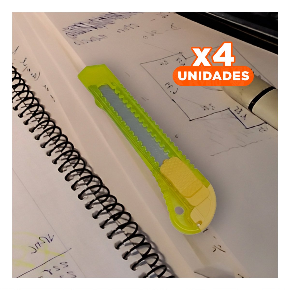 PACK4 CUTER PARA OFICINA 15CM AMARILLO TRANSPARENTE SET 3 UNIDADES - 1