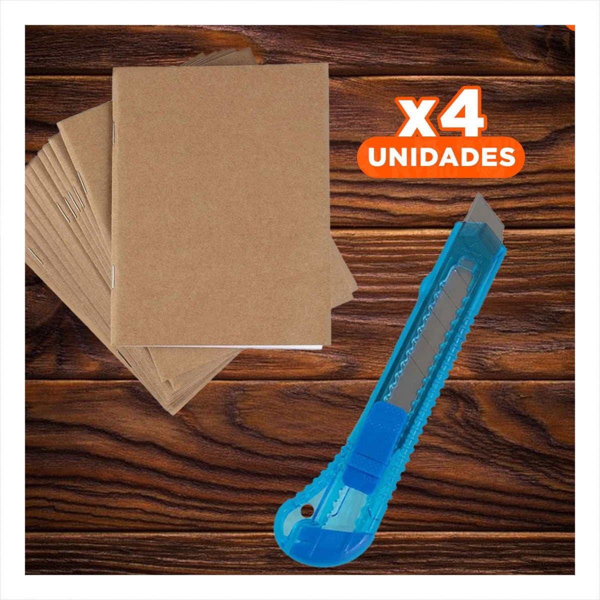 PACK4 CUTER PARA OFICINA 15CM AZUL TRANSPARENTE SET 3 UNIDADES - 1
