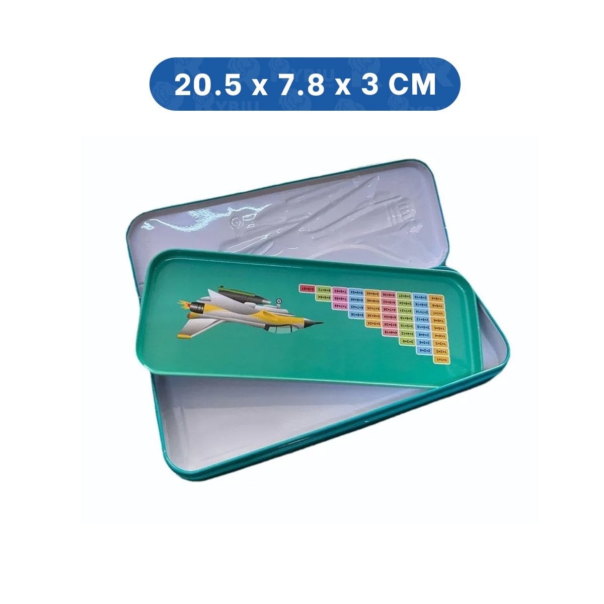PORTAUTILES VERDE METALICO CON SEPARADOR ESCOLAR PRACTICO Y+LIGAS REGALO - 4