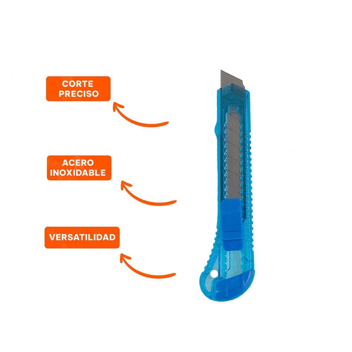 NAVAJA AZUL TRANSPARENTE 15CM RETRACTIL SET 3 UNIDADES - 3