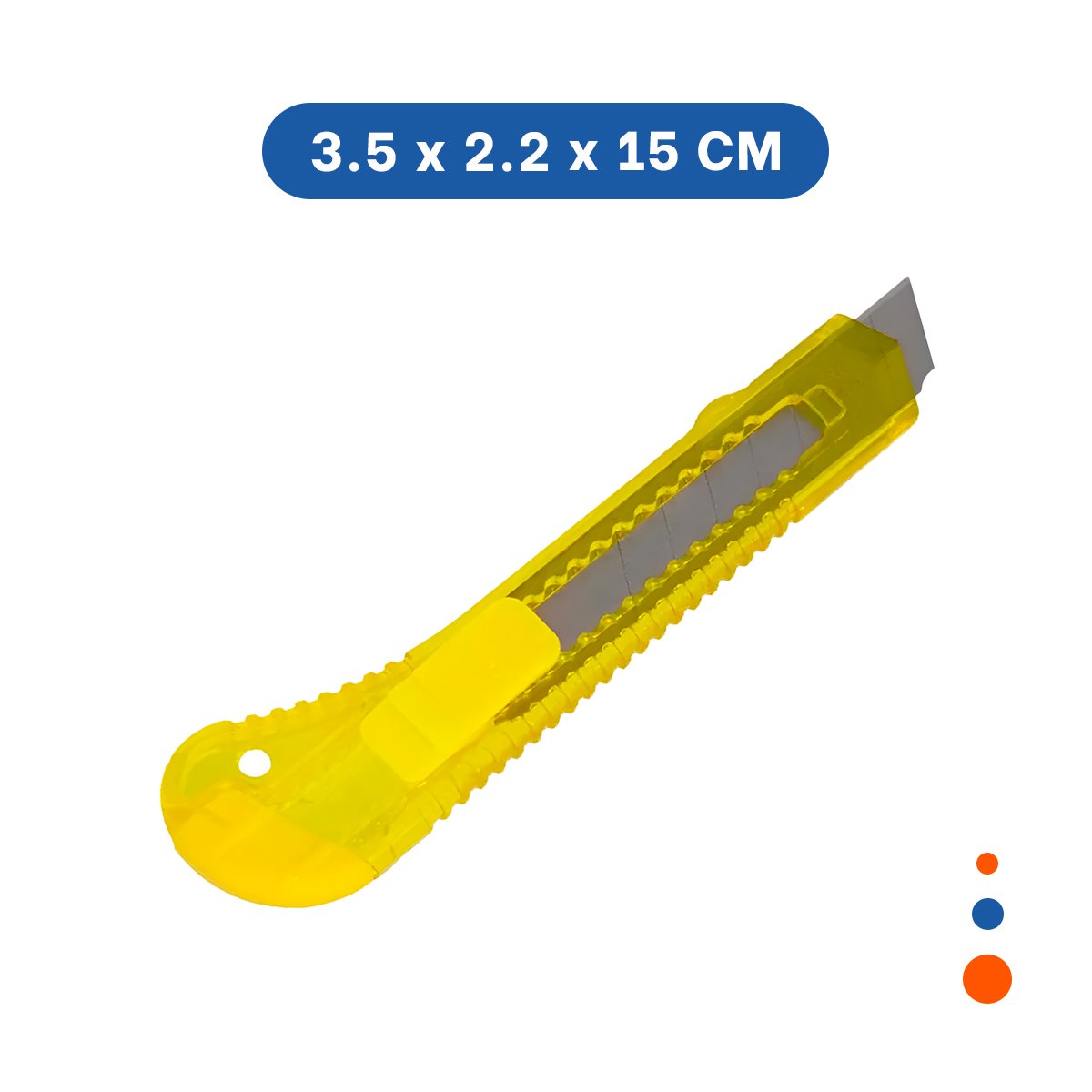 PACK2 NAVAJA ESCOLAR 15CM AMARILLO TRANSPARENTE SET 3 UNIDADES OFICINA - 4