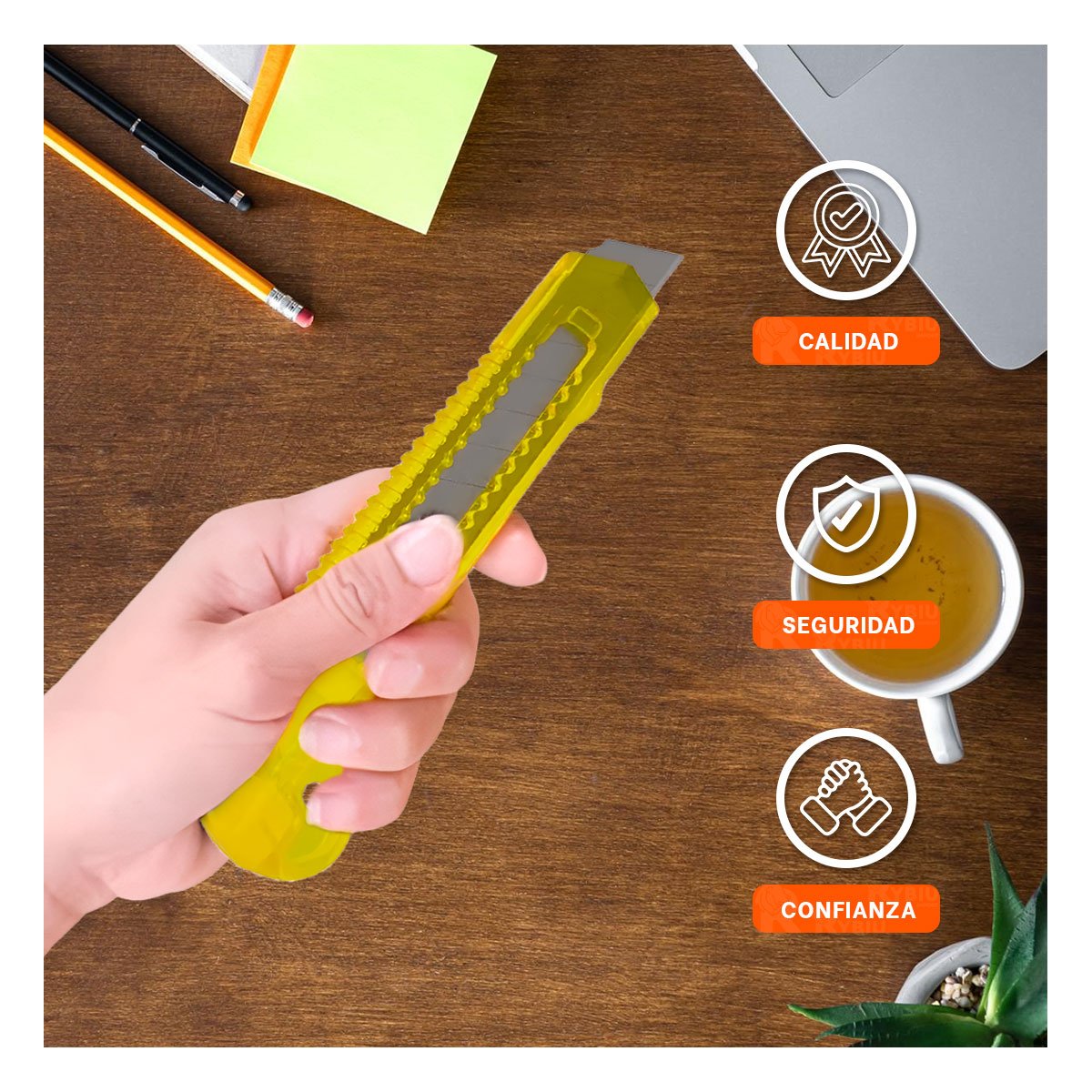 PACK2 TRINCHE ESCOLAR 15CM AMARILLO TRANSPARENTE SET 3 UNIDADES Y+REGALO STICKER - 5