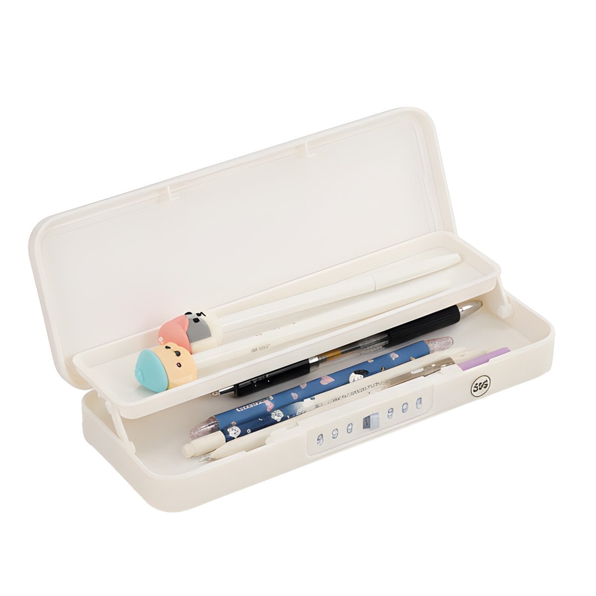 PACK6 PORTALAPICES PRACTICO VACA BEIGE CON CLAVE 2 NIVELES INFANTIL Y+REGALO STICKER - 2