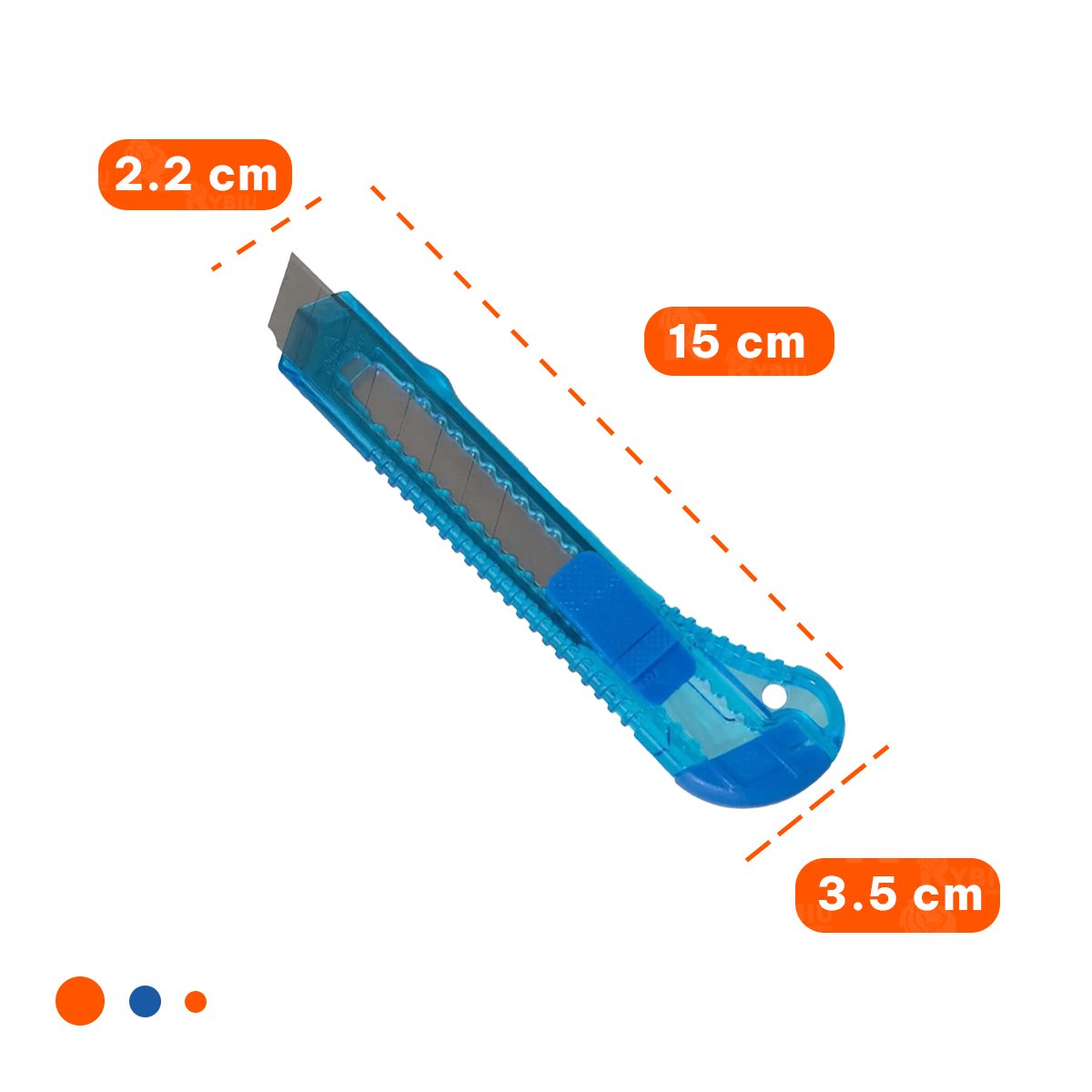PACK4 NAVAJA PARA OFICINA 15CM AZUL TRANSPARENTE SET 3 UNIDADES Y+REGALO STICKER - 4