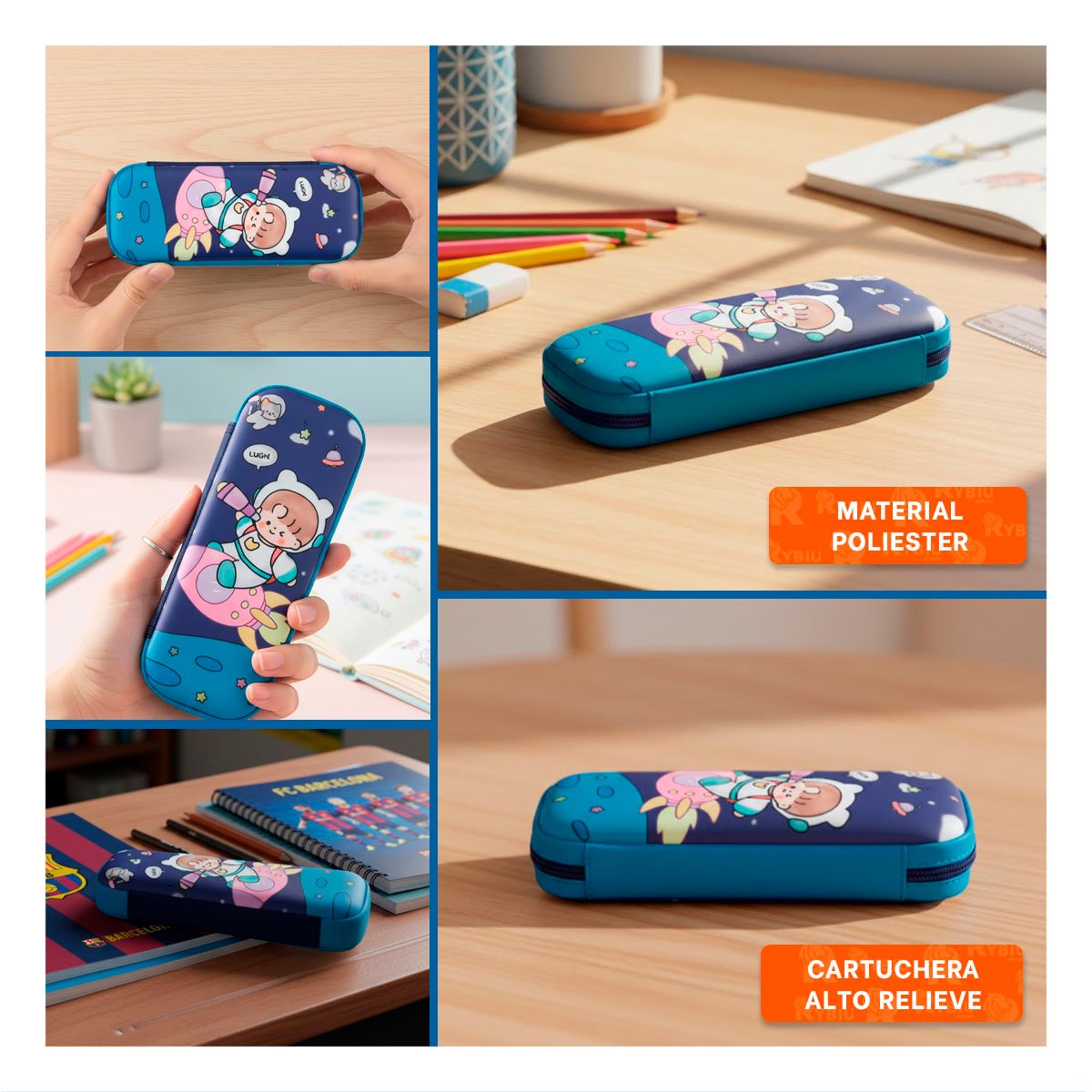 PACK6 ACCESORIO FUNCIONAL ASTRONAUTA EN COHETE AZUL ALTO RELIEVE CON CAPACIDAD Y+PAPEL REGALO - 3