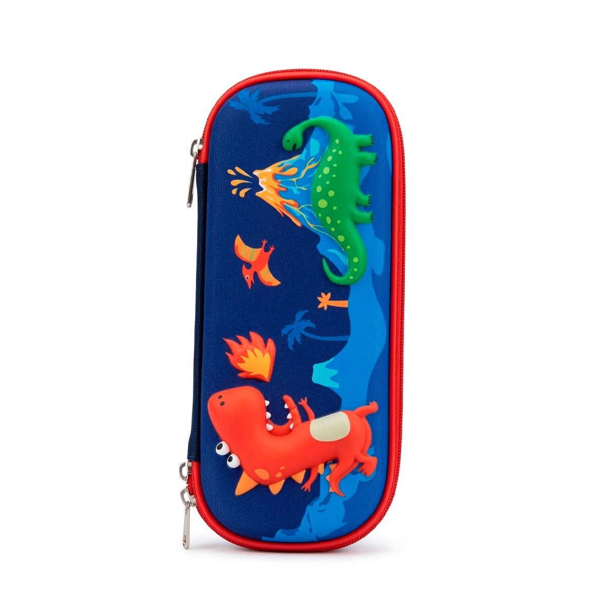 PACK12 FUNDA MODERNA DINOS AZUL ALTO RELIEVE CON ESPACIO AMPLIO INTERNO Y+REGALO STICKER - 2