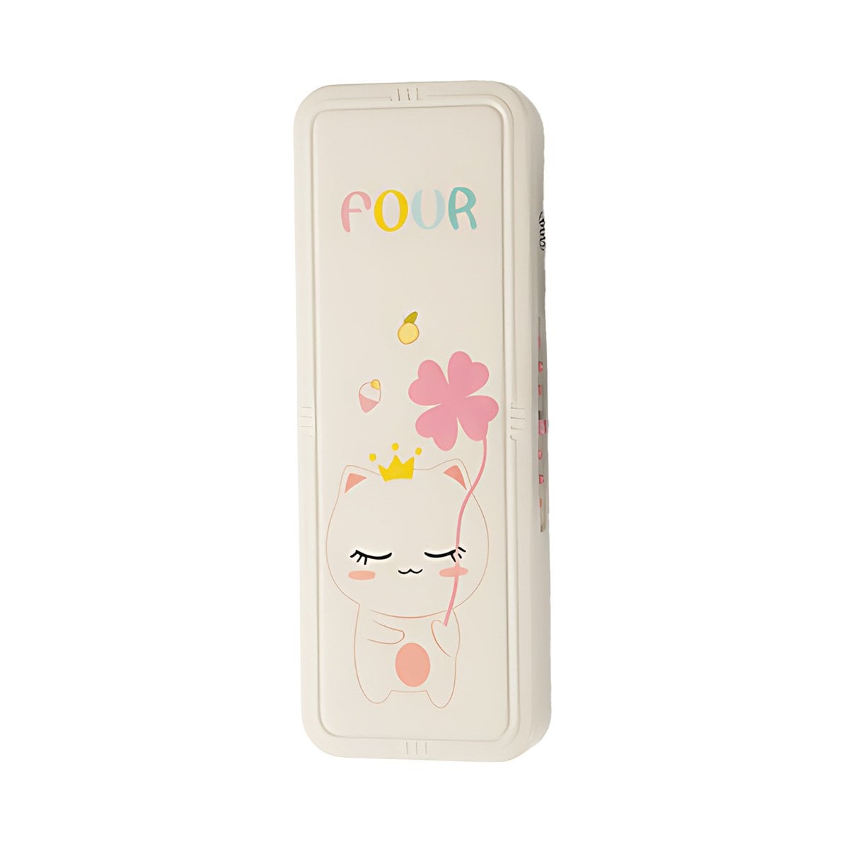 PACK2 PORTALAPICES JUVENIL CON CLAVE 2 NIVELES GATO CON FLOR BEIGE SEGURO Y+REGALO STICKER - 2