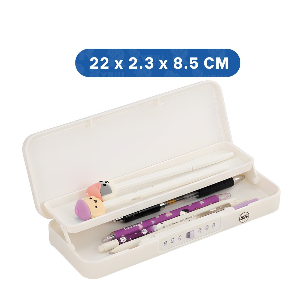 PACK2 PORTALAPICES JUVENIL CON CLAVE 2 NIVELES GATO CON FLOR BEIGE SEGURO Y+REGALO STICKER - 4