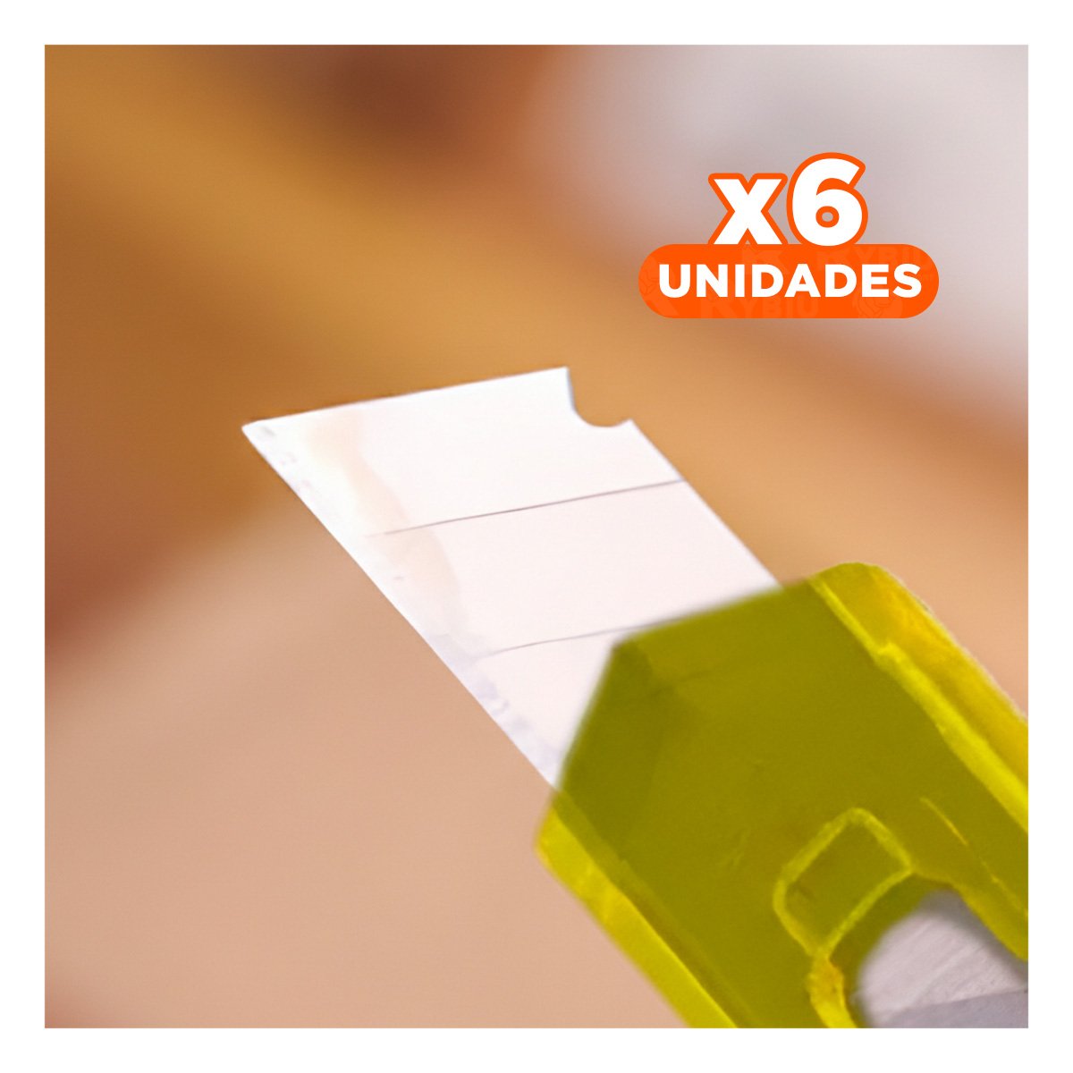 PACK6 CUTER DE ESCRITORIO 15CM AMARILLO TRANSPARENTE SET 3 UNIDADES Y+REGALO STICKER - 1