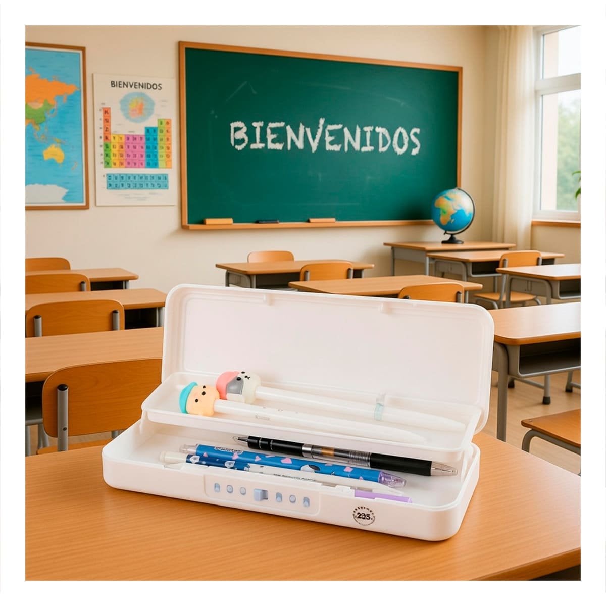 PACK4 PORTALAPICES MODERNO CONEJO Y REJAS BEIGE CON CLAVE 2 NIVELES Y+PAPEL REGALO - 2
