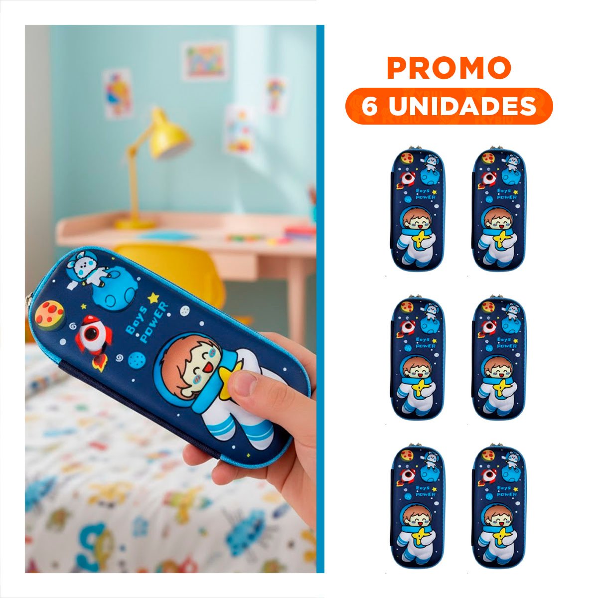 PACK6 ACCESORIO MODERNO ASTRONAUTA FELIZ AZUL ALTO RELIEVE CON ESTILO ATRACTIVO - 1