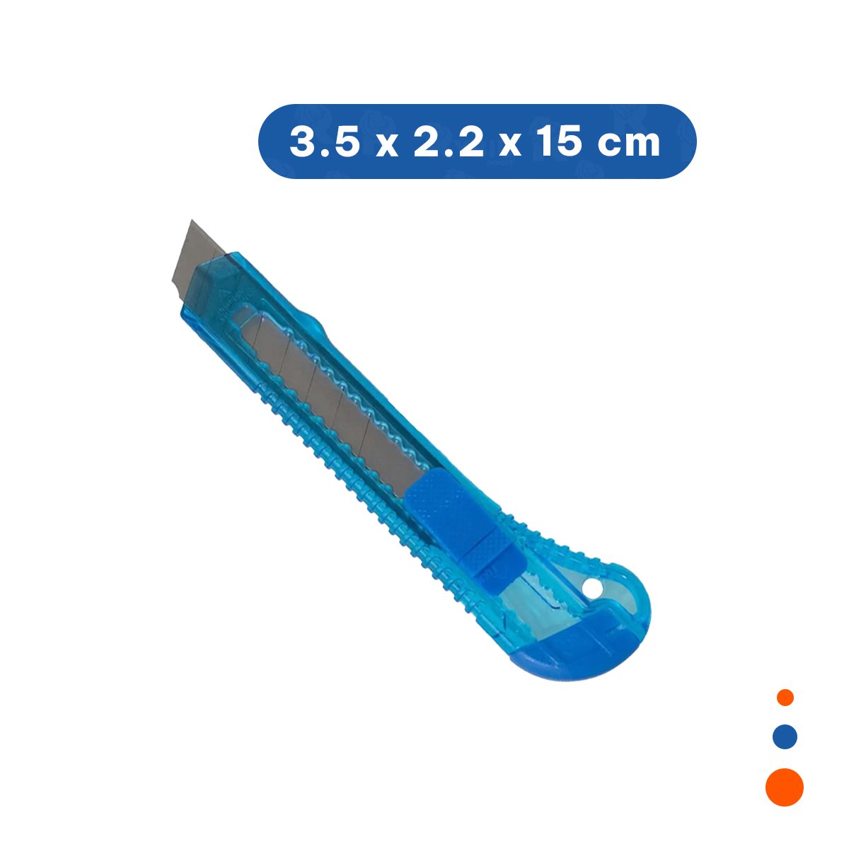 PACK6 CORTADOR PARA OFICINA 15CM AZUL TRANSPARENTE SET 3 UNIDADES - 4