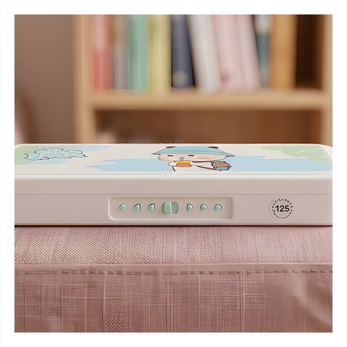 PORTA COLORES INFANTIL BEIGE CON CLAVE 2 NIVELES OSO CON GORRA DISENO TIERNO Y+LIGAS REGALO - 2